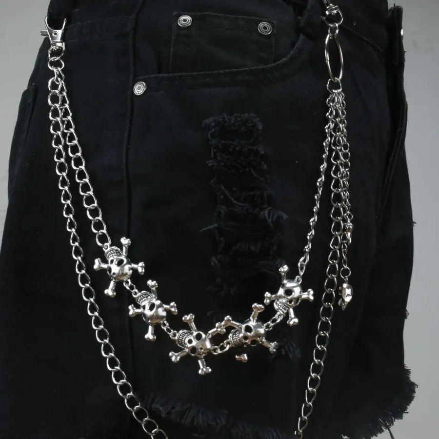 Personalized simple popular metal skull pants chain punk hip-hop retro pendant