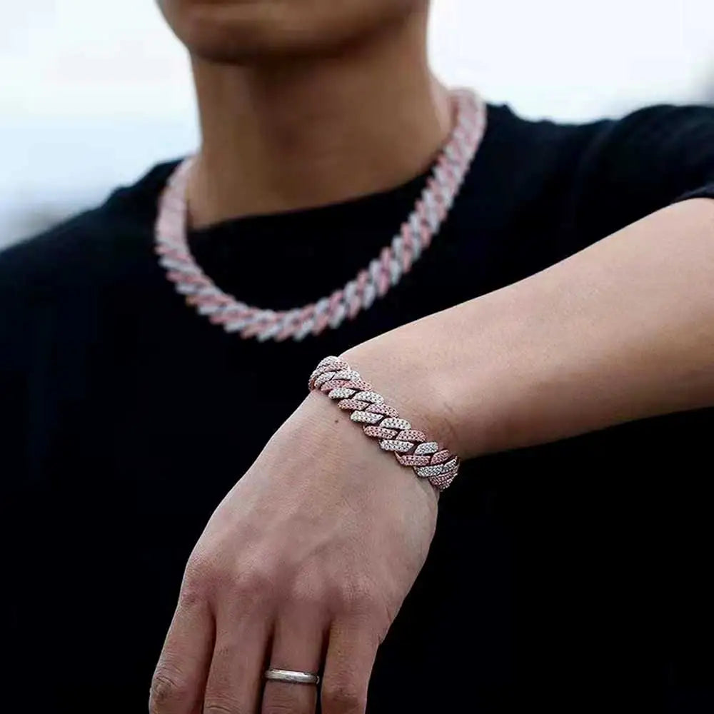 Hip Hop Jewelry 14mm Full Iced Out Cuban Link Necklace For Men Fashion Miami Prong Setting Cz Cuban Link Chain Drop Shipping