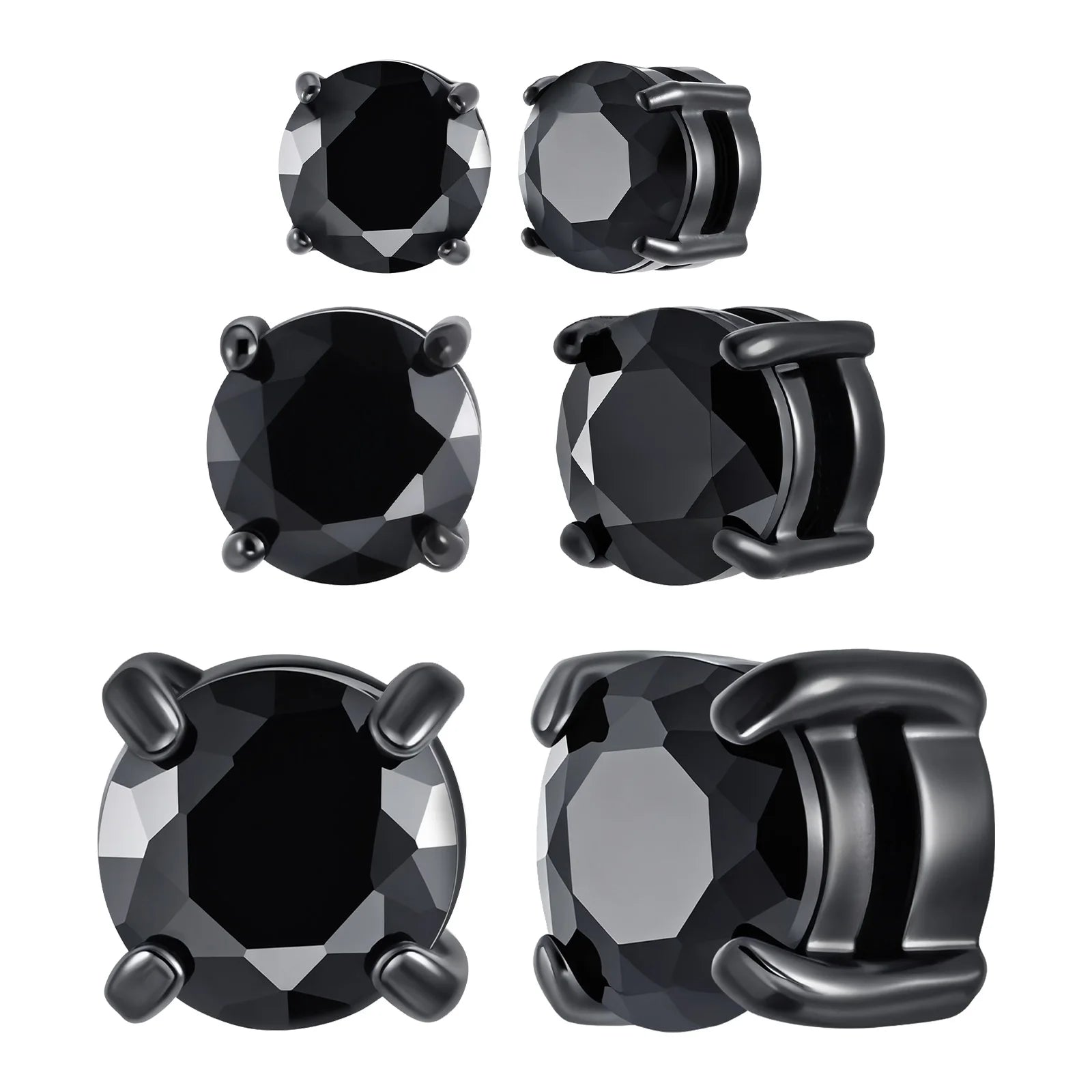 Punk Round Zircon Magnetic Ear Studs Clips Non Piercing Stainless Steel Small Earrings for Women Men Fashion Jewelry ﻿
