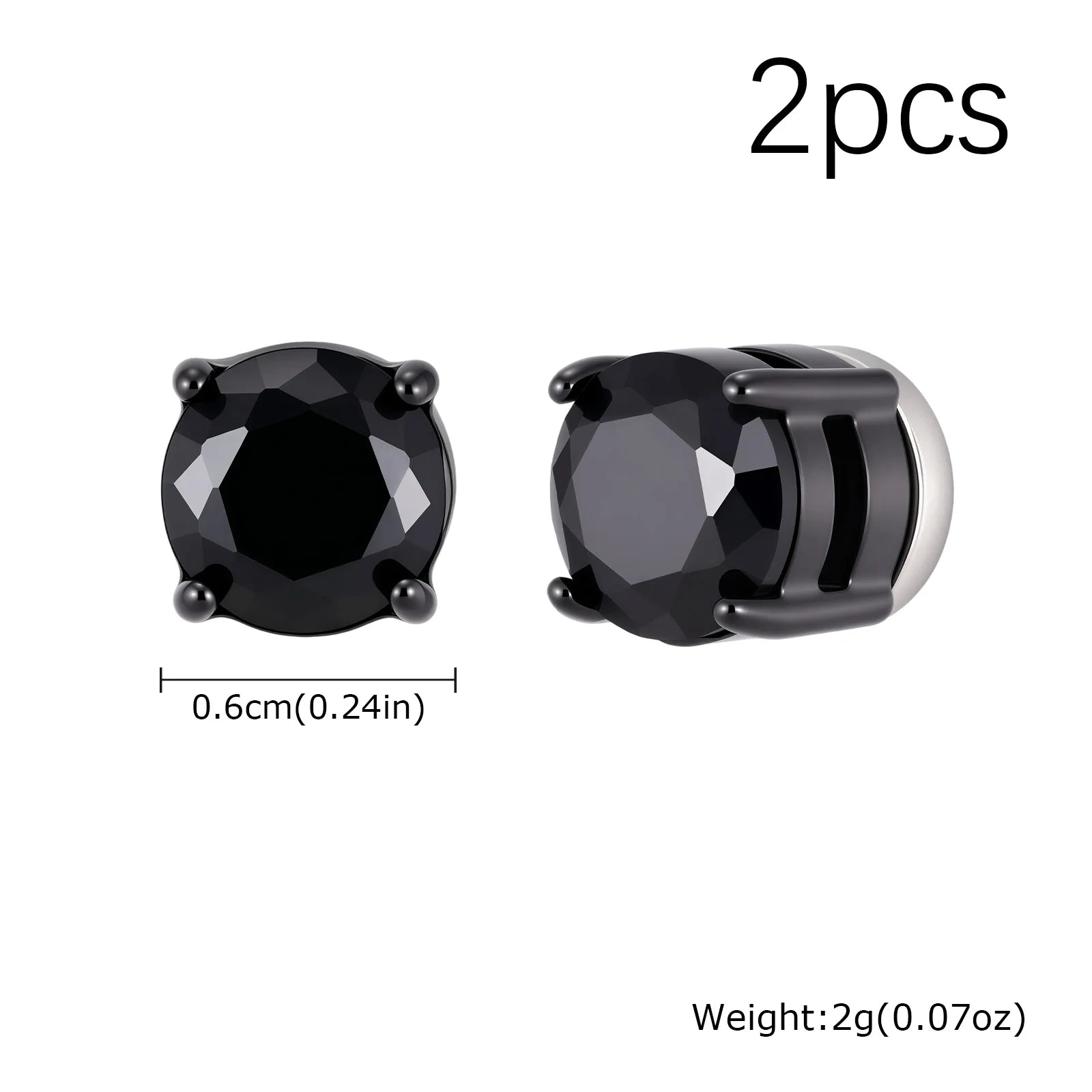 Punk Round Zircon Magnetic Ear Studs Clips Non Piercing Stainless Steel Small Earrings for Women Men Fashion Jewelry ﻿